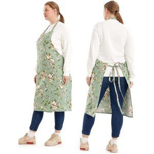 Cotton Linen Baking Plus Size Aprons for Women with Pockets Kitchen Cooking